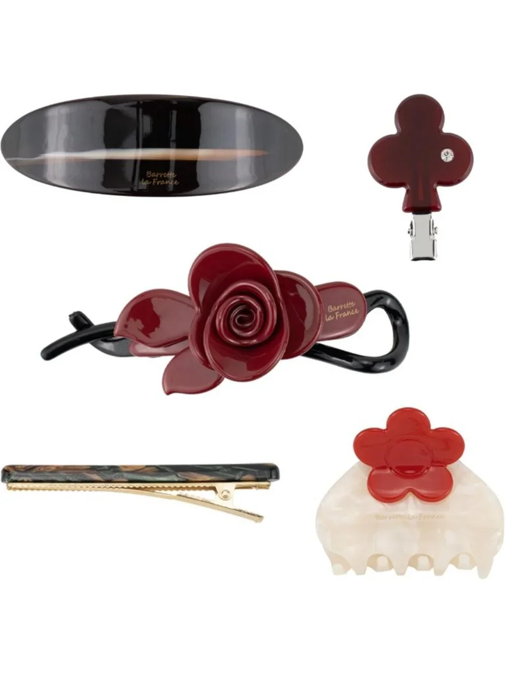 5Pcs Rose Flower Hair Clip Set - Strong Hold Claw Clips for All Hair Types